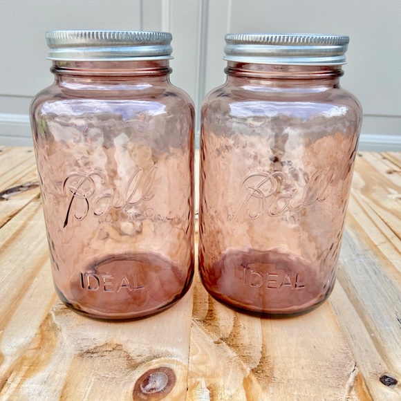 Rose Pink SEALED 4-pk QUART Jars, Vintage Style Ball Mason NEW Depression glass - Picture 7 of 13